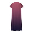 thumbnail image 5 of SMihono Flowy Vacation Dress for Women Summer 2025 Trendy Gradient V Neck Casual Short Sleeve A-Line Beach Maxi Dresses Purple XL, 5 of 5