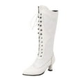 thumbnail image 6 of Mepaouo Women Victorian Knee High Boots Vintage Kitten Heel Pointed Toe Lace up Pull on Long Tall Boot, 6 of 7