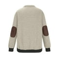 thumbnail image 4 of WREESH Men's Pullover Casual Patchwork Pullover Fashion Long Sleeve Stand Collar Zipper Shirt Beige, 4 of 4