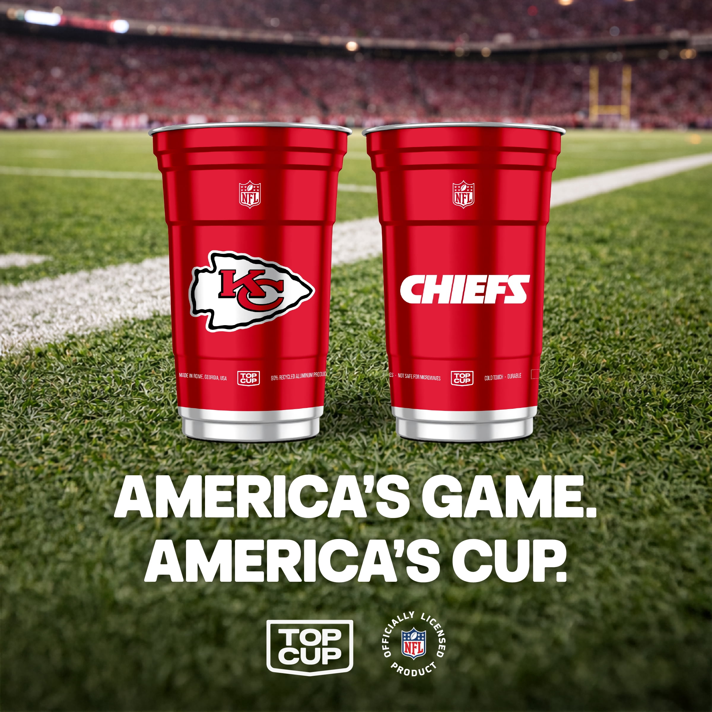 Top Cup NFL Kansas City Chiefs Aluminum Party Cups, 20oz, 10 count