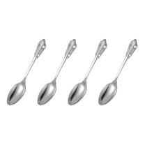Uxcell 4 Pcs Round Soup Spoon, 7.9 Inch Stainless Steel Dinner Spoon, Flatware Cutlery Set for Home, Kitchen, and Restaurant, Dishwasher Safe, Silver