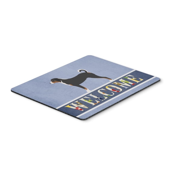 Appenzeller Sennenhund Welcome Mouse Pad Hot Pad or Trivet Blue