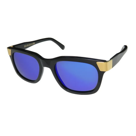 New Cutler And Gross 1142 Mens/Womens Rectangular Full-Rim 100% UVA & UVB Black / Gold Prestigious Brand 100% UV Rays Protection Frame Mirrored / Multi-Color Lenses 52-20-145 Sunglasses/Sun Glasses