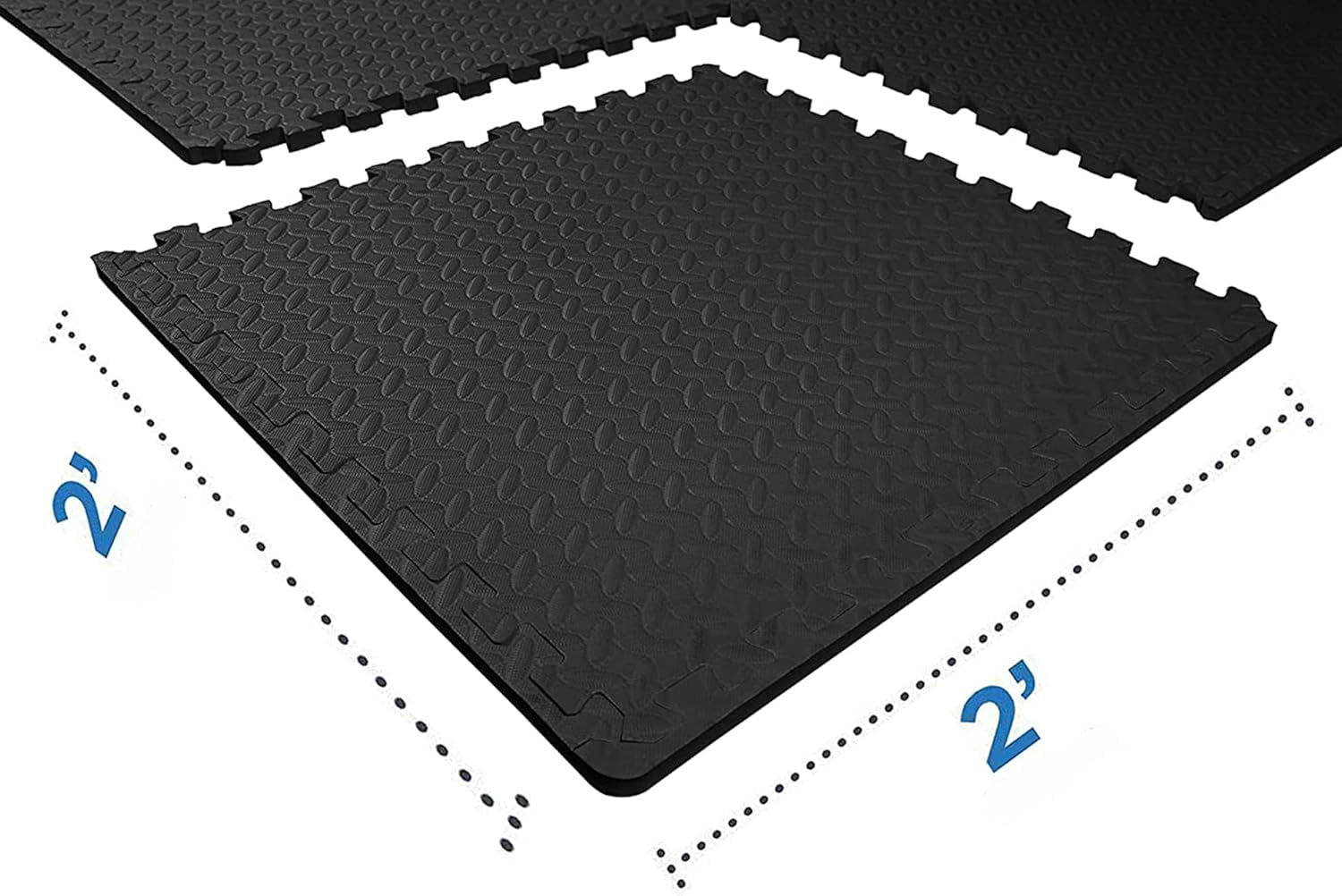 Wjsp Exercise Mat Black 24x24 in Tiles 0.75 in Thick EVA Interlocking Foam 96 sq ft for Home Gym Floor Padding