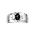 thumbnail image 1 of RYLOS Men's Rings Sterling Silver Classic 7X5MM Oval Gemstone & Diamond Ring Black Star Sapphire March Birthstone Rings For Men, Men's Rings, Silver Rings, Size 13, 1 of 7
