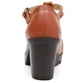 thumbnail image 4 of DADAWEN Women's Mary Jane Pumps Block Heel Platform Oxfords Leather Shoes - Comfortable Fashion T-Strap Brown Size 10 US, 4 of 6