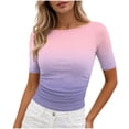 thumbnail image 2 of Aimik Women's Casual Tee Summer Fashion Print Round Neck Short Sleeve T Shirt Comfort Slim Womens Tops, 2 of 6