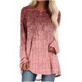 thumbnail image 2 of Brilliant Womens Tops Long Sleeve Fashion Loose Long Sleeve Round-Neck Blouse Printing T-Shirt Tops clothes under $5.00, 2 of 5