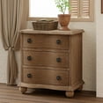 thumbnail image 6 of COZAYH Farmhouse 3 Drawer Nightstand with Distressed Wood Finish, Rustic Vintage Dresser with Curved Front Design, Solid Pine Base for Bedroom, Almost Fully Assembly, Transitional (Green), 6 of 10