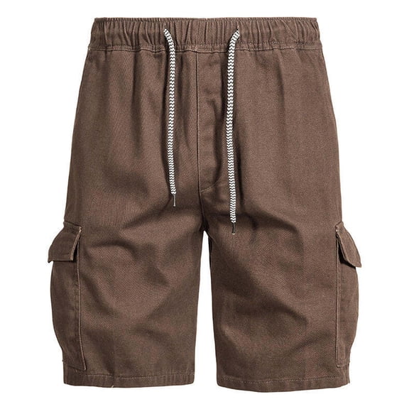 Fashion YLSDY Mens Cargo Shorts Running Elastic Waist Breathable Sports Short Pants Casual Drawstring Pockets Solid Color Shorts Coffee XL