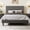 Dark Gray, Nubby Fabric, variant on Sha Cerlin Full Size Platform Bed Frame with Adjustable Headboard and Wooden Slats Support, Boucle Upholstered Mattress Foundation, No Box Spring Needed, Ice Blue
