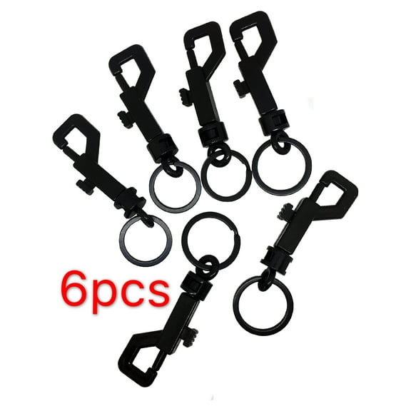Snap Bolt 6 Pcs Key chain Hooks Lightweight & Durable 2.75"x0.83" Black Plastic Spring Snap Hooks -Come with Black Key Ring