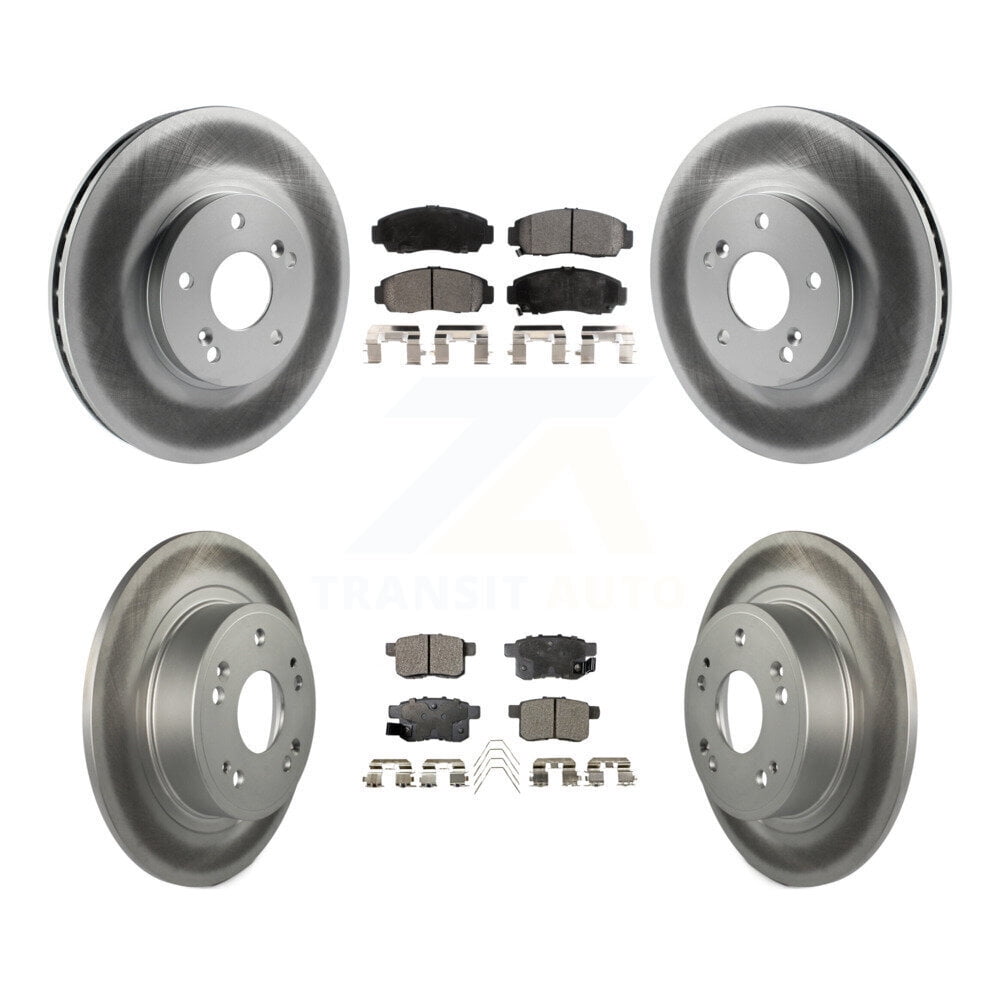 Transit Auto Front Rear Coated Disc Brake Rotors and Ceramic Pads Kit for Car Honda Accord Acura TSX KGT-100857