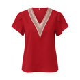thumbnail image 4 of Vedolay Shirts For Women Women's Basic Short Sleeve Scoop Neck Crop Top,Red S, 4 of 5