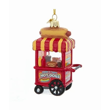 Kurt Adler Nobel Gems Collection Glass Christmas Ornament, Hot Dog Cart
