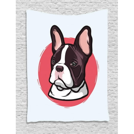 - Animal Tapestry, Cute French Bulldog Artistic Portrait Hipster Purebred Creature Pet Illustration, Wall Hanging for Bedroom Living Room Dorm Decor, Pink Brown, by Ambesonne