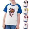 thumbnail image 1 of CFLVAEK T-Shirts Patriotiques du 4 Juillet pour Enfants, T-Shirts Graphiques Drapeau Américain, Manches Courtes Confortables, Col Rond, Raglan, 5 Ans, 1 of 8