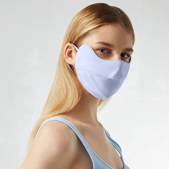 Ice Silk UV Protection Face Mask Lightweight Breathable Sky Blue Summer Outdoor