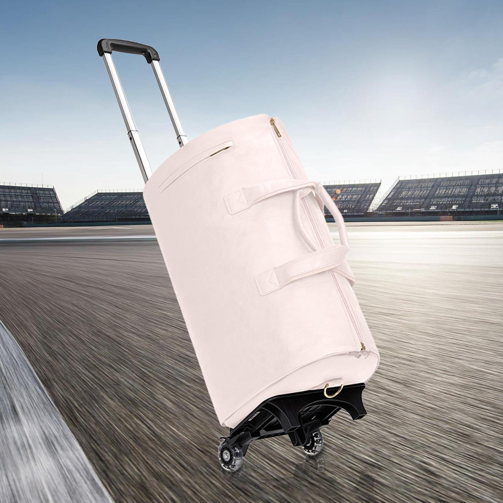 Wxqbjtam Rolling Garment Bag with Wheels Handbag Large Capacity Trendy Garment Duffel Bag Pink