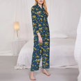 thumbnail image 3 of Fuzoiu Modern Excavator Print Women's Long-Sleeved Pajama,Lounge Button Down Nightwear,Womens Notch Collar Pajama Set-X-Large, 3 of 7