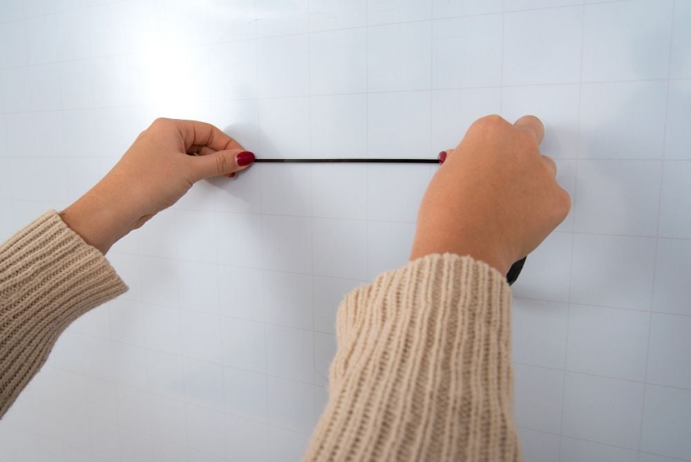 Luxor 72” x 40” Mobile Magnetic Double-Sided Ghost Grid Whiteboard - White