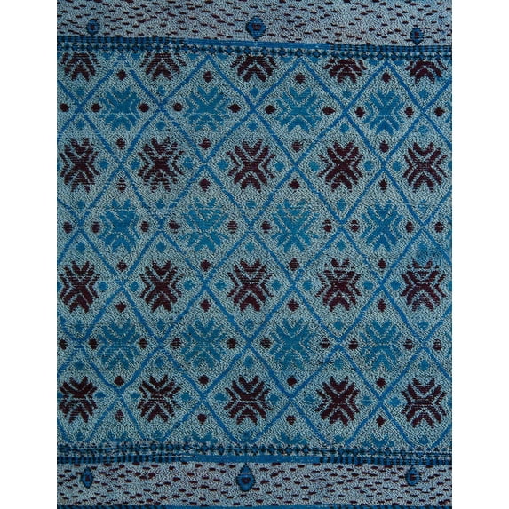 Ahgly Company Machine Washable Indoor Rectangle Abstract Silk Blue Area Rugs, 4' x 6'