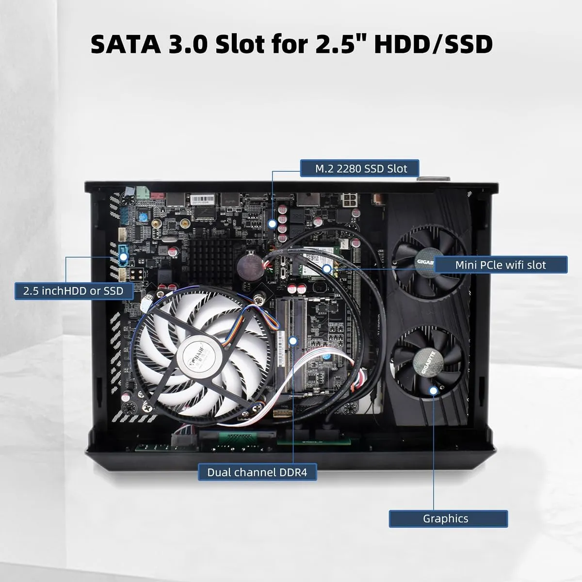 Mini Gaming Pc, I7-13700H 64GB DDR4 1TB M.2 NNMe SSD Windows 11 Pro Mini PC Gaming with Graphic Card RTX3050 6G