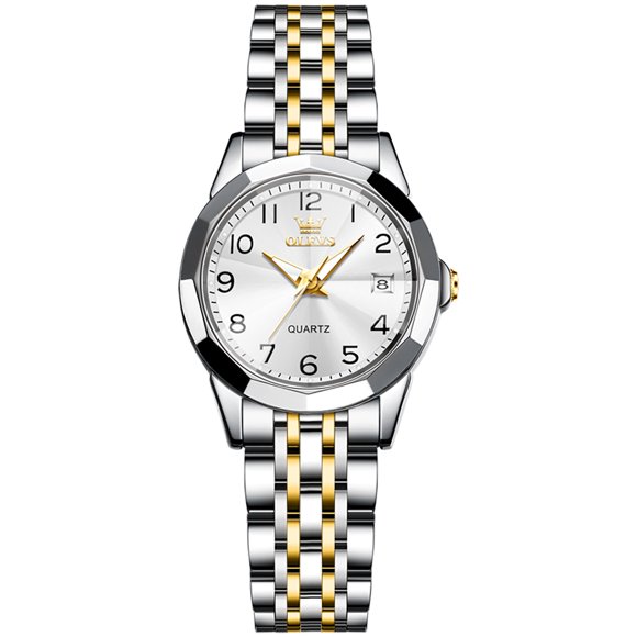 OLEVS Watches for Women with Date Luxury Female Waterproof Women Wrist Watch Analog Dress Stainless Steel Ladies Watch Luminous Calendar Reloj para Mujer