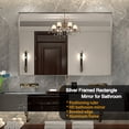 thumbnail image 3 of 36x24 Inch Metal Silver Frame Mirror for Bathroom, Brushed Rectangular Corner Vanity, Lightweight Deep Set Design Large Wall Mirrors Decorative, Hangs Horizontal & Vertical, 3 of 7
