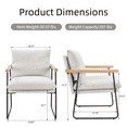 thumbnail image 3 of Lisonu Clearance Modern Accent Chair, Comfy Chair with Removable Cushion, Vanity Chair with Wood Armrests for Living Room, Bedroom, White, 3 of 11