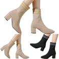thumbnail image 2 of B91xZ Bottes pour Robes Espadrilles à Plateforme, Noires 7.5, 2 of 5