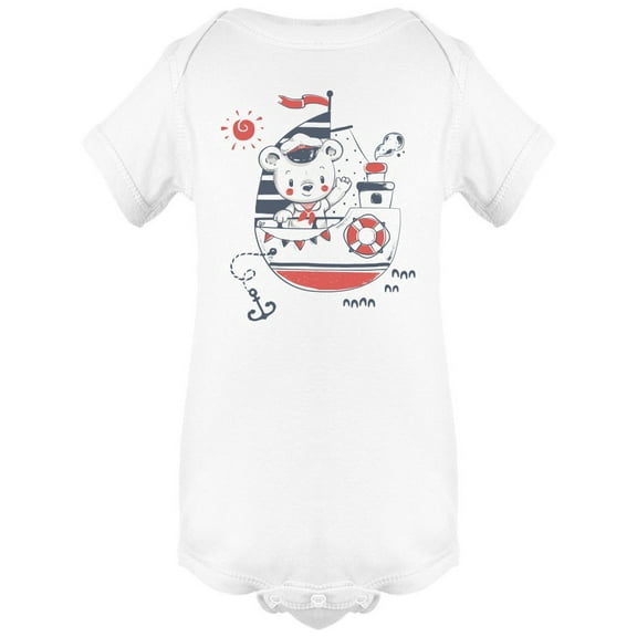 Cute Bear On Sailors Ship Bodysuit Infant -Image by Shutterstock, Newborn