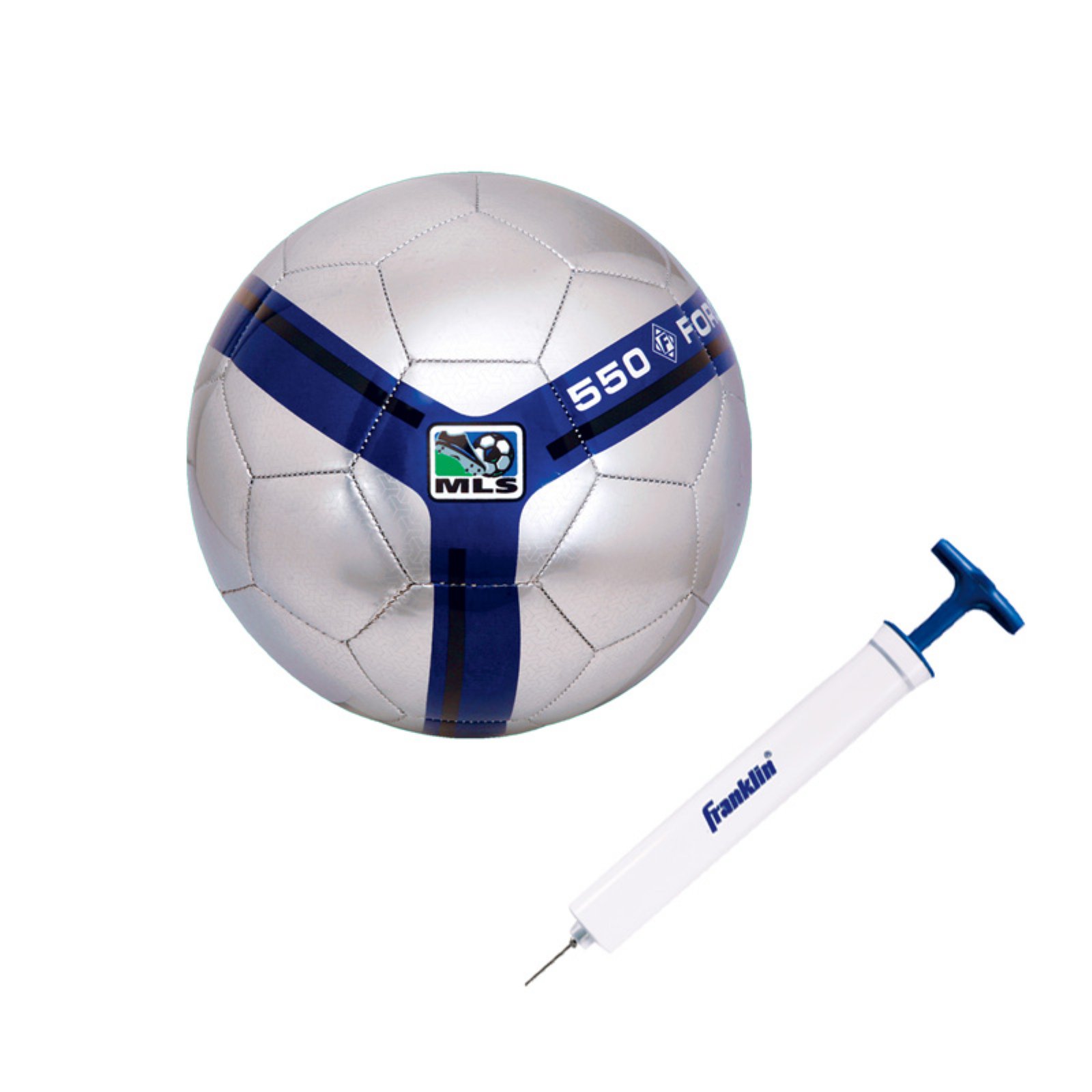 Franklin Sports MLS Soccer Ball, Size 3, Blue and Silver