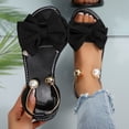 thumbnail image 2 of Crunowin Women's Casual Sandals, Round Toe Open Toe Solid Color Bow Indoor Outdoor Big Size Comfortable Shoes Black 7, 2 of 10