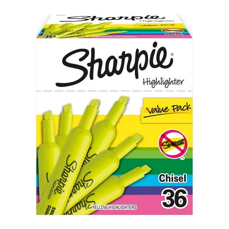 UPC: 0071641084575 | Sharpie Tank Style Highlighters  Chisel Tip  Fluorescent Yellow  36 Count