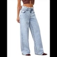 thumbnail image 1 of Pantalones Vaqueros Boyfriend para Mujer, de Cintura Alta, Holgados, de Mezclilla, de Pierna y Rectos, Estilo Urbano Y2k Lago Azul XL, 1 of 10