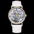 thumbnail image 3 of Reloj de cuarzo blanco vintage para pareja, con cuerpo de aleación y correa de PU, con dije retro para él y para ella, 3 of 3