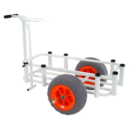 Beach Fishing Cart, 350lbs Capacity, Sand Beach Wagon with Balloon Tires, Heavy Duty Pier Cart with 8 Rod Holders for Fishing, Picnic, Outdoor Gear