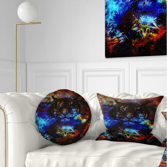 Designart Colorful Tiger Collage - Animal Throw Pillow - 12x20