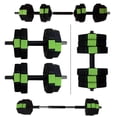 thumbnail image 1 of Ensemble d'Haltères Réglables 2-en-1, Ensemble de Poids Libres de 30 Lb avec Connecteur, Ensemble d'Haltères Utilisé comme Barre, Exercice de Mise en Forme pour Gym à Domicile Convenant aux Hommes/femmes, Vert, 1 of 6