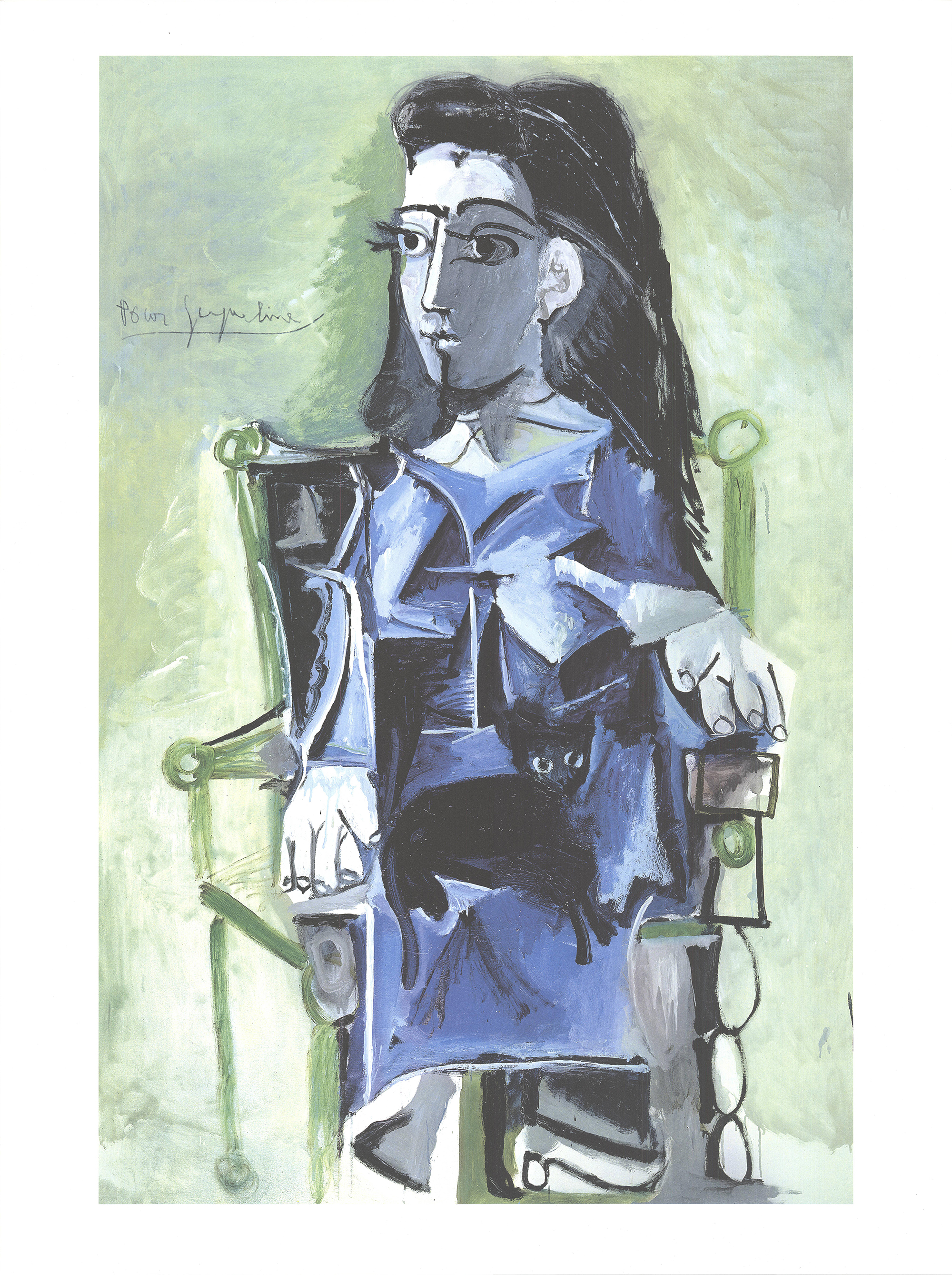 Pablo Picasso Jacqueline Assie Avec Son Chat Noir 31 5 X 23 5 Offset Lithograph 19 Modernism Gray Green Blue Blac Walmart Com Walmart Com