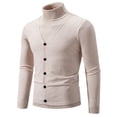 thumbnail image 1 of LOVZFMLL Men's Sweaters, Solid Color Turtleneck Ribbed Cardigan, Casual Fashion Button Vest, Mock Two-Layer, Warm Winter Tops, Fall Clothes, 1 of 7