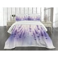 thumbnail image 4 of Ambesonne Lavender Quilted Bedspread Set 3 Pcs, Dreamy Purple Flowers Art, Queen Size, Blue Violet Ivory, 4 of 4