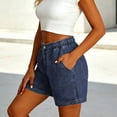 thumbnail image 4 of Yievot Denim Shorts for Women Elastic Waist Button Summer Casual Jean Shorts with Pockets, 4 of 9