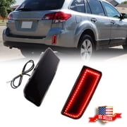 GTINTHEBOX Smoked Rear Bumper Reflector Red LED Tail Brake Lights For 2010-2014 Subaru Outback