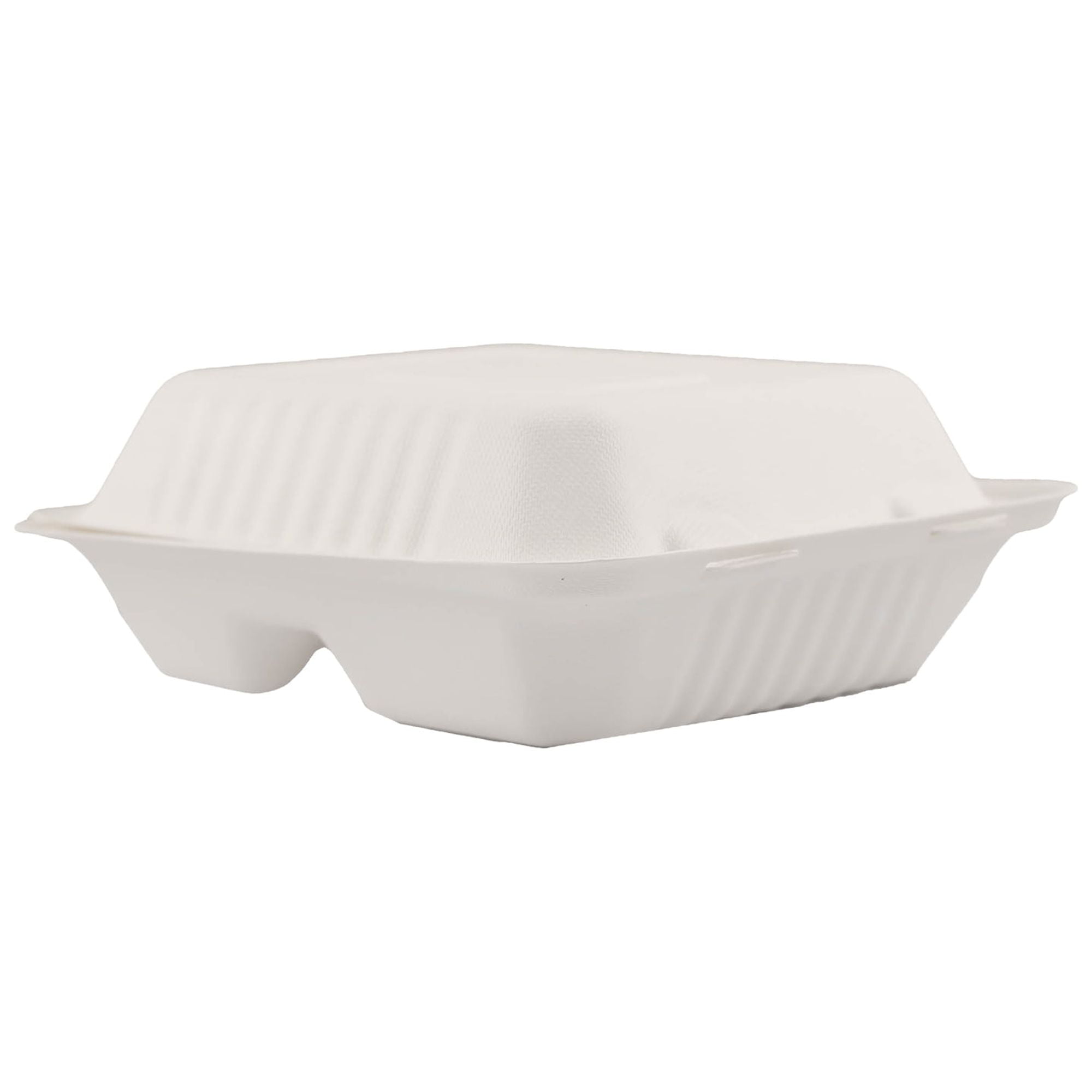 Great Value Eco-Friendly 3 Compartment Compostable Hinged Container, White, 12 Count