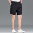 thumbnail image 5 of sunsanly Men Suit Shorts High Waist Button Zipper Fly Casual Shorts Solid Color Straight Wide Leg Office Shorts Knee Length Shorts Workwear, 5 of 8