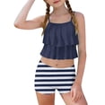 thumbnail image 2 of WOXIHUAN Girls Swimsuit 2 Piece Ruffled Bikini Top with Printed Shorts Summer Beach Teen Bathing Suits for 6-15 Years Multicolor 14 12-13 Years, 2 of 7