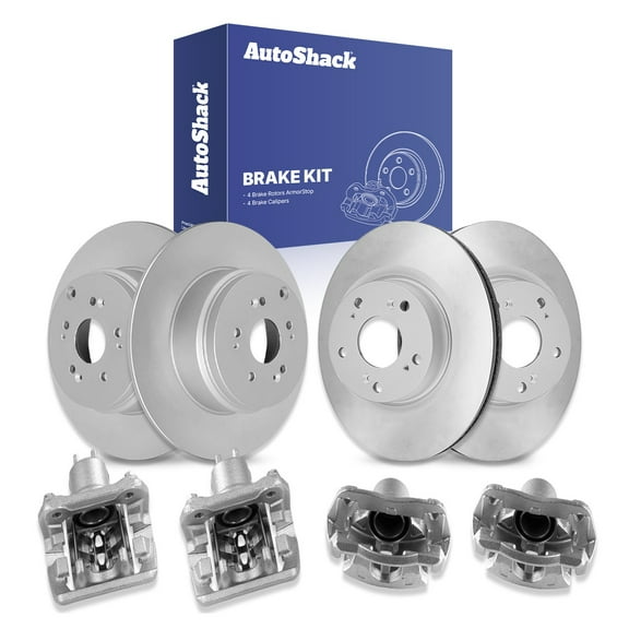 AutoShack Front & Rear Brake Rotors Calipers | Replacement for 2005-2006 Honda CR-V 2.4L 4WD FWD | Coated | 8-PC Brake Kit | ArmorStop