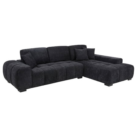 Octavia Upholstered Sectional Chaise Sofa Black